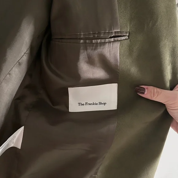 The Frankie Shop Merida Faux Suede Blazer - Khaki